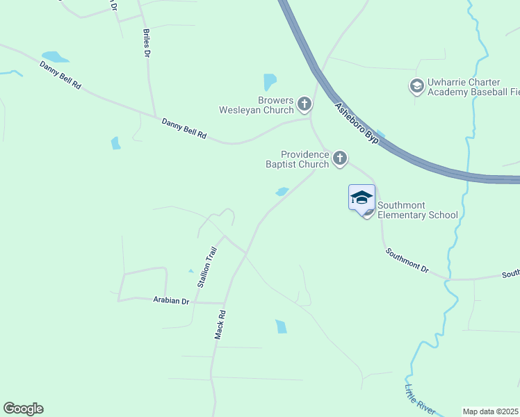 map of restaurants, bars, coffee shops, grocery stores, and more near 2074 Mack Road in Asheboro