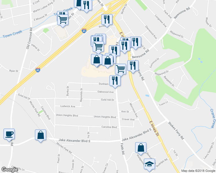 map of restaurants, bars, coffee shops, grocery stores, and more near 117 Dunham Avenue in Salisbury