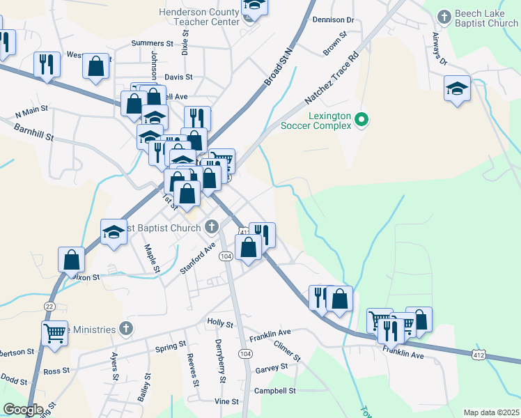 map of restaurants, bars, coffee shops, grocery stores, and more near 141 Wilson Street in Lexington