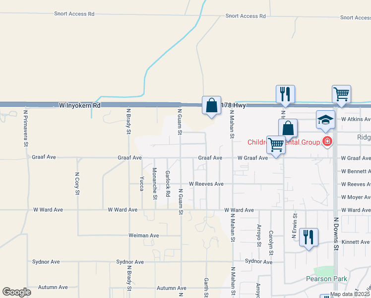 map of restaurants, bars, coffee shops, grocery stores, and more near 1516 Perdew Avenue in Ridgecrest