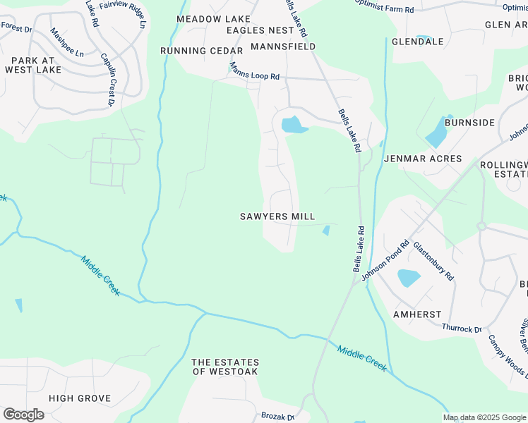 map of restaurants, bars, coffee shops, grocery stores, and more near 3510 Sawyers Mill Drive in Apex