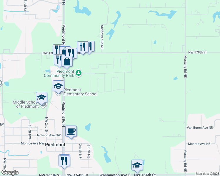 map of restaurants, bars, coffee shops, grocery stores, and more near 524-824 Northwest 178th Street in Piedmont