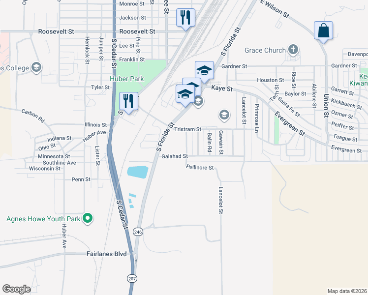 map of restaurants, bars, coffee shops, grocery stores, and more near 1514 Pellinore Street in Borger