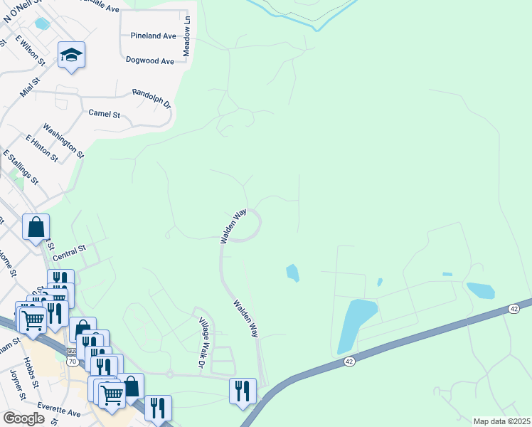 map of restaurants, bars, coffee shops, grocery stores, and more near 2068 Walden Way in Clayton