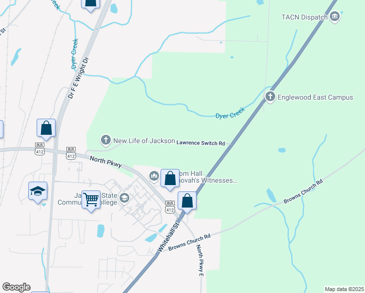 map of restaurants, bars, coffee shops, grocery stores, and more near 550 Lawrence Switch Road in Jackson
