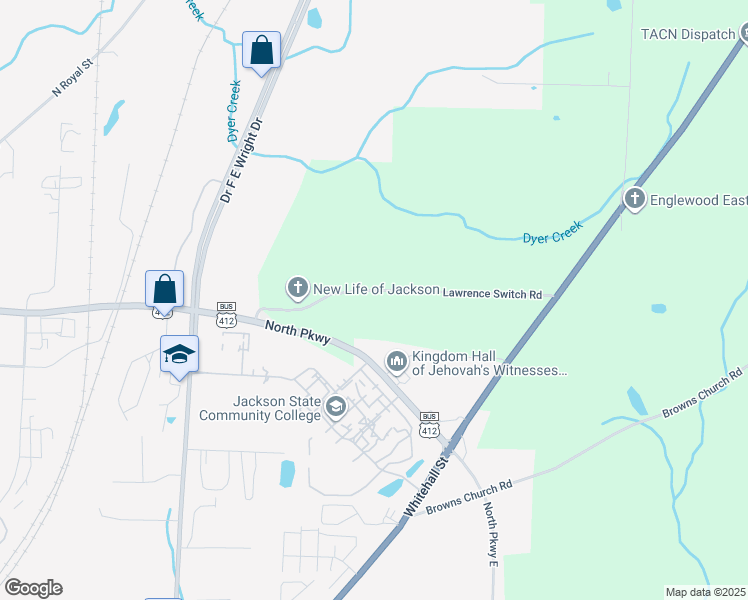 map of restaurants, bars, coffee shops, grocery stores, and more near 461 Lawrence Switch Road in Jackson