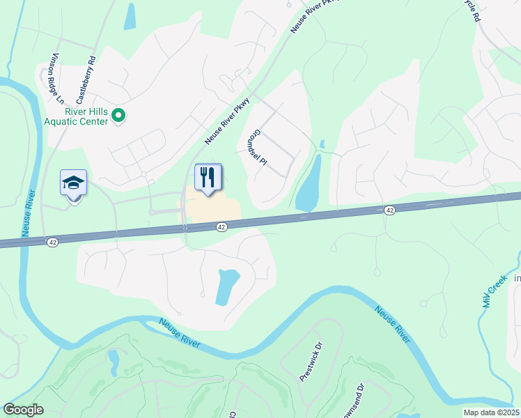 map of restaurants, bars, coffee shops, grocery stores, and more near 232 Sweetbriar Court in Clayton