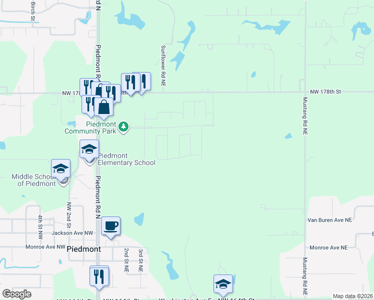 map of restaurants, bars, coffee shops, grocery stores, and more near 524-824 Northwest 178th Street in Piedmont