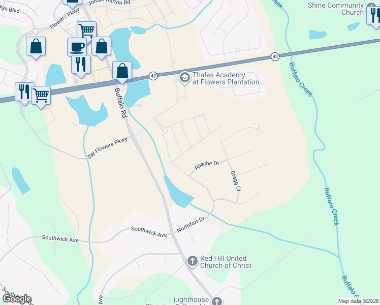 map of restaurants, bars, coffee shops, grocery stores, and more near in Clayton