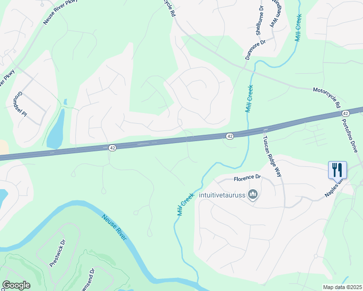 map of restaurants, bars, coffee shops, grocery stores, and more near 24 Bucchero Lane in Clayton