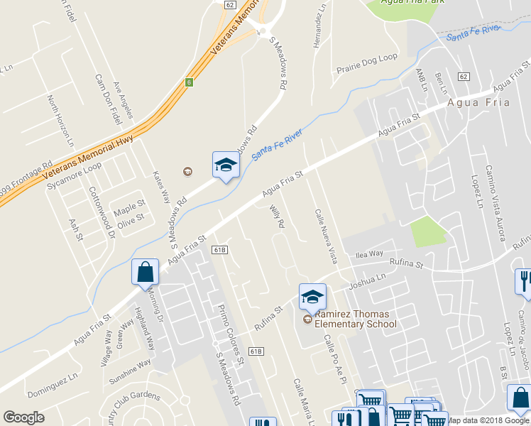 map of restaurants, bars, coffee shops, grocery stores, and more near 2758 Willy Road in Santa Fe