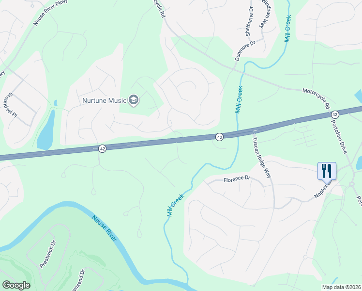 map of restaurants, bars, coffee shops, grocery stores, and more near 23 Bucchero Lane in Clayton
