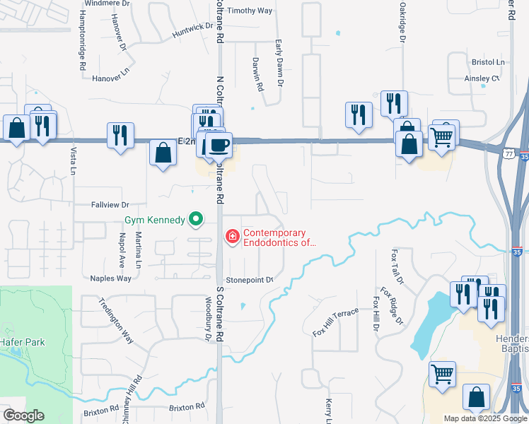 map of restaurants, bars, coffee shops, grocery stores, and more near 437 Manner Park Avenue in Edmond