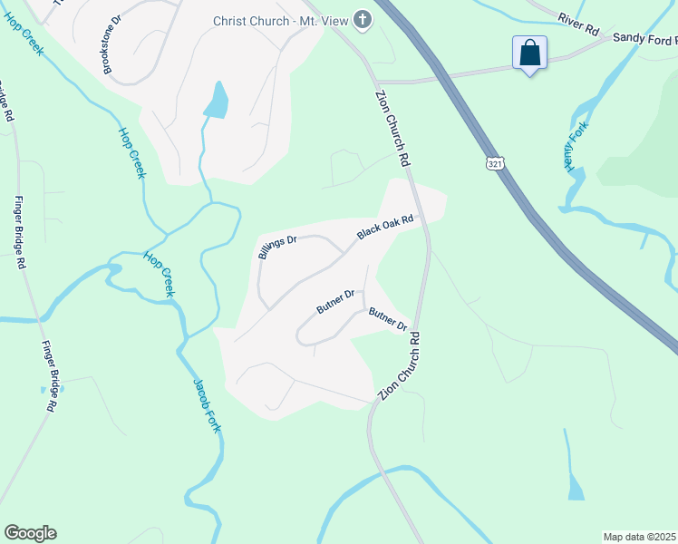 map of restaurants, bars, coffee shops, grocery stores, and more near 4019 Black Oak Road in Hickory