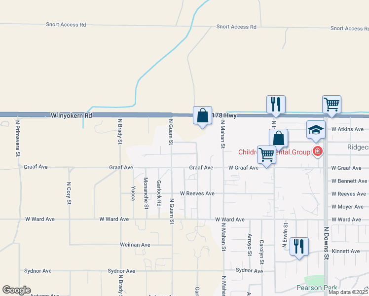 map of restaurants, bars, coffee shops, grocery stores, and more near 1516 Perdew Avenue in Ridgecrest