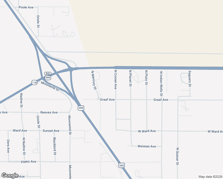 map of restaurants, bars, coffee shops, grocery stores, and more near 1540 North Mercury Street in Ridgecrest