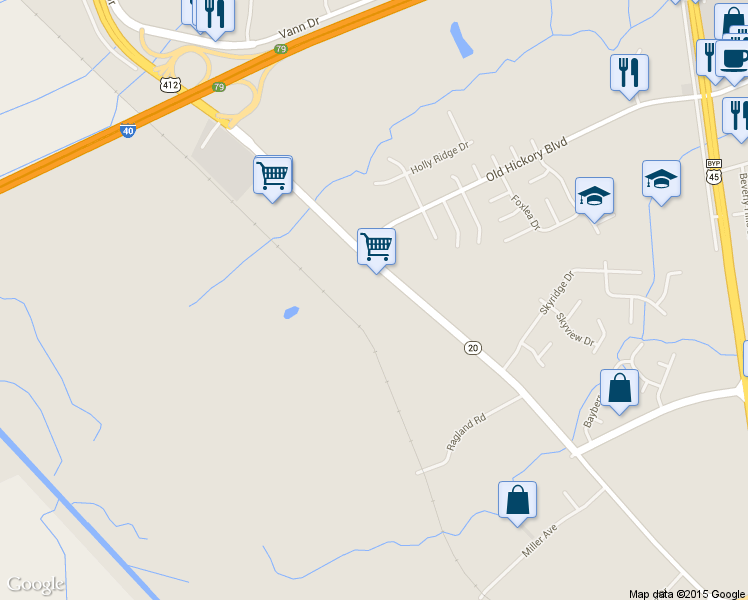 map of restaurants, bars, coffee shops, grocery stores, and more near 2040 Hollywood Drive in Jackson