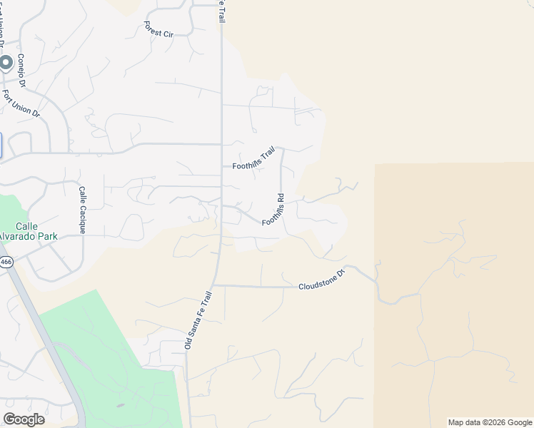 map of restaurants, bars, coffee shops, grocery stores, and more near 2125 Foothills Road in Santa Fe