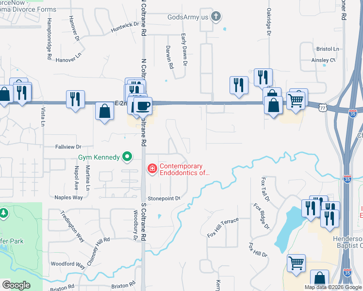 map of restaurants, bars, coffee shops, grocery stores, and more near 437 Manner Park Avenue in Edmond