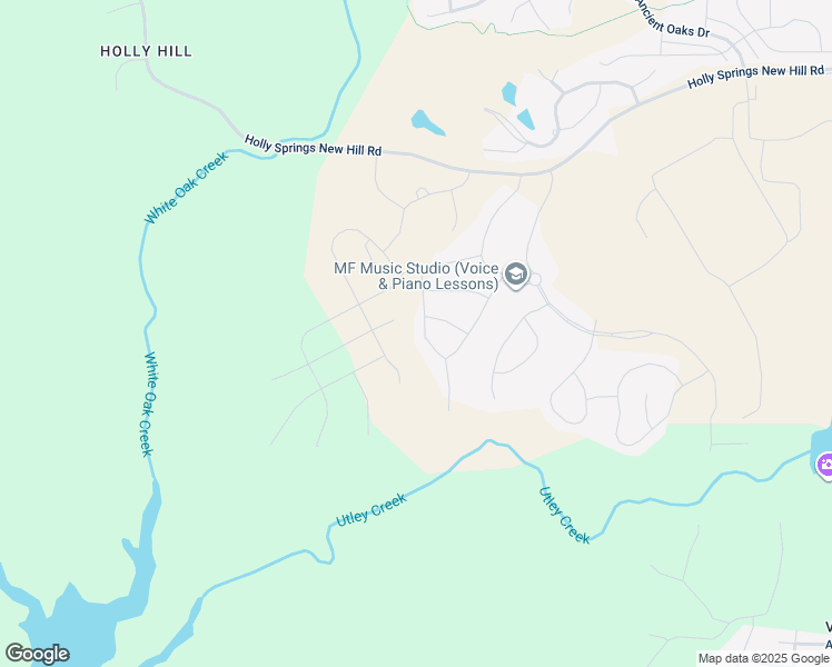 map of restaurants, bars, coffee shops, grocery stores, and more near 224 Cherry Birch Court in Holly Springs