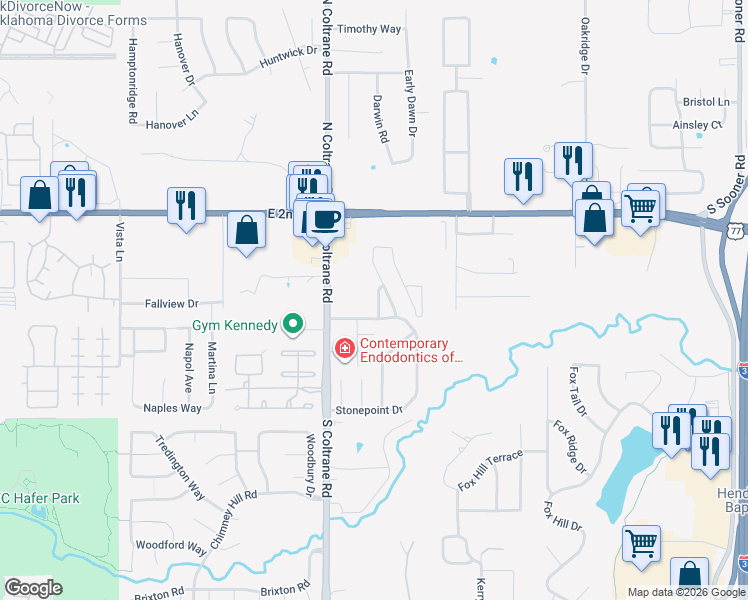 map of restaurants, bars, coffee shops, grocery stores, and more near 437 Manner Park Avenue in Edmond
