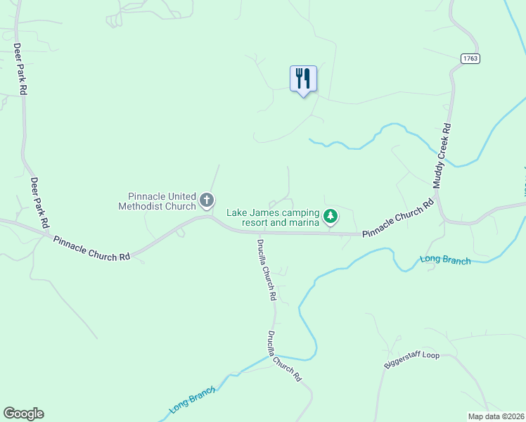 map of restaurants, bars, coffee shops, grocery stores, and more near 55 Log Cabin Lane in Nebo