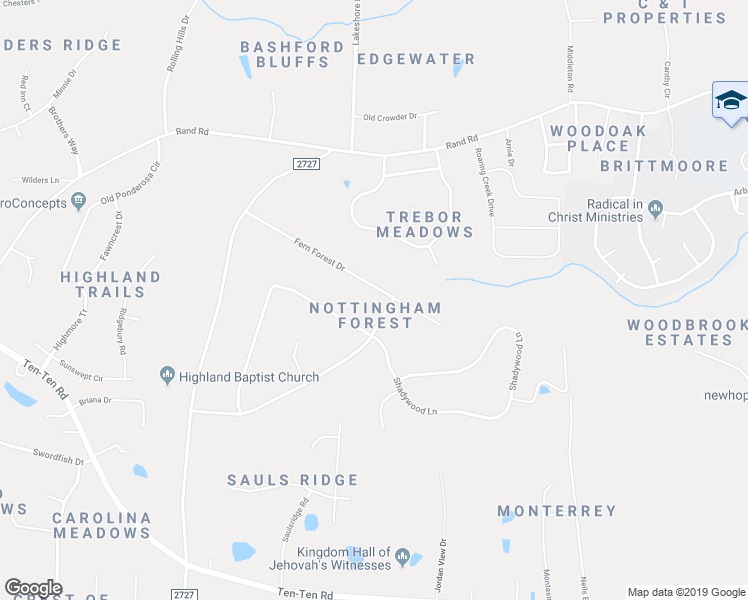 map of restaurants, bars, coffee shops, grocery stores, and more near 156 Fern Forest Drive in Raleigh