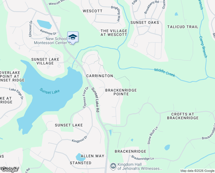 map of restaurants, bars, coffee shops, grocery stores, and more near 409 Settlecroft Lane in Holly Springs