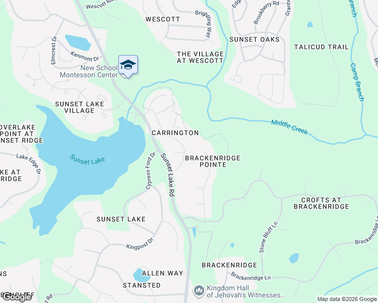 map of restaurants, bars, coffee shops, grocery stores, and more near 409 Settlecroft Lane in Holly Springs