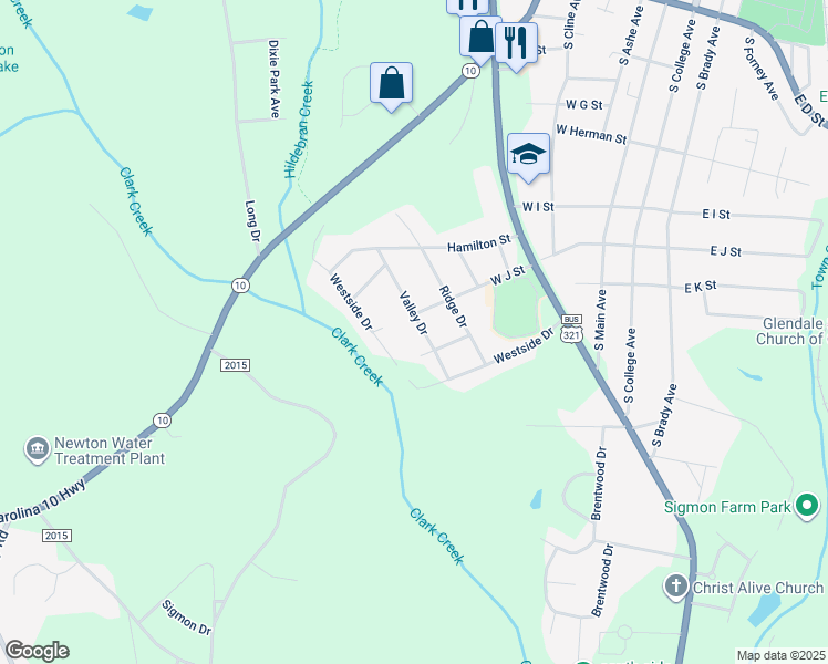 map of restaurants, bars, coffee shops, grocery stores, and more near 912 Valley Drive in Newton