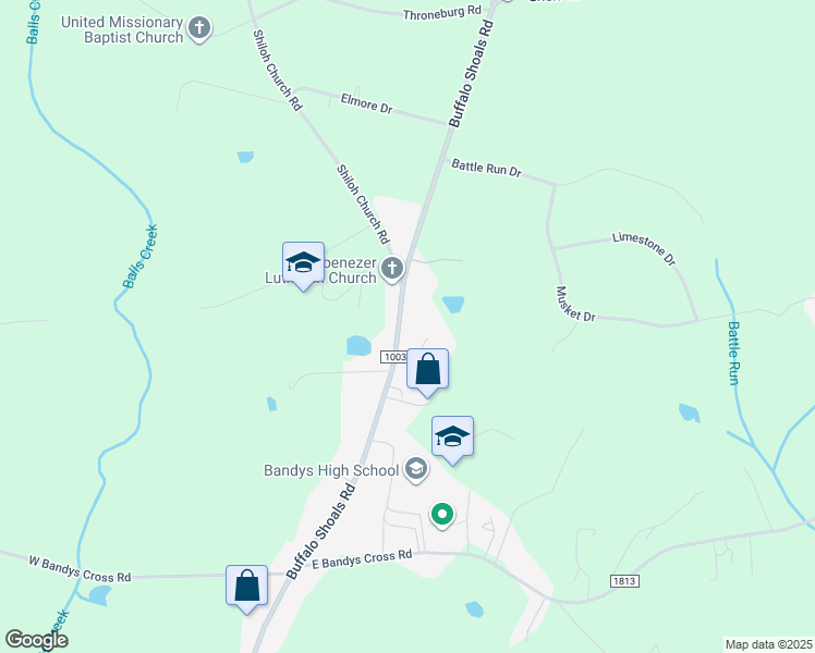 map of restaurants, bars, coffee shops, grocery stores, and more near 1270 Buffalo Shoals Road in Catawba