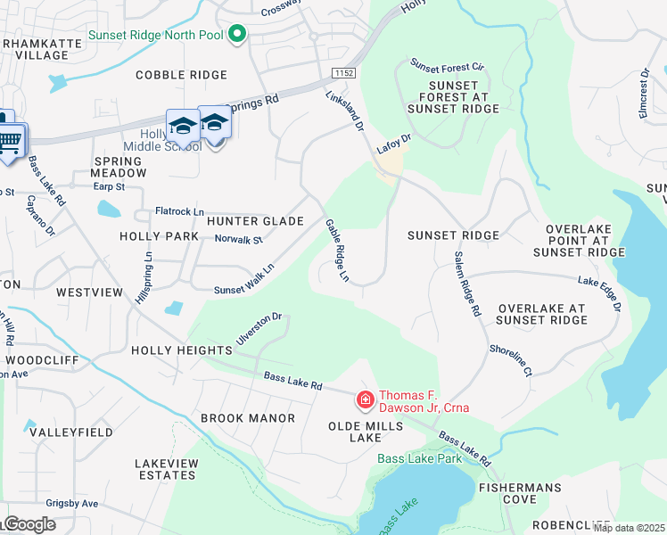 map of restaurants, bars, coffee shops, grocery stores, and more near 5200 Gable Ridge Lane in Holly Springs