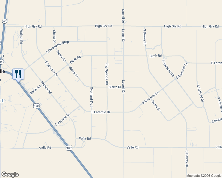 map of restaurants, bars, coffee shops, grocery stores, and more near 479 Big Springs Road in Williams