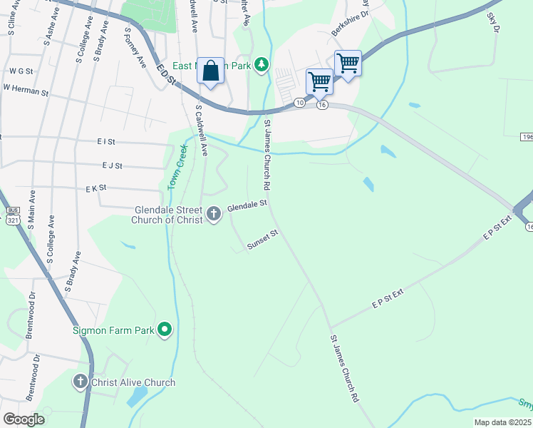 map of restaurants, bars, coffee shops, grocery stores, and more near 712 Saint James Church Road in Newton