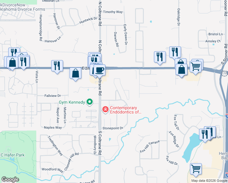 map of restaurants, bars, coffee shops, grocery stores, and more near 400 Manner Park Avenue in Edmond