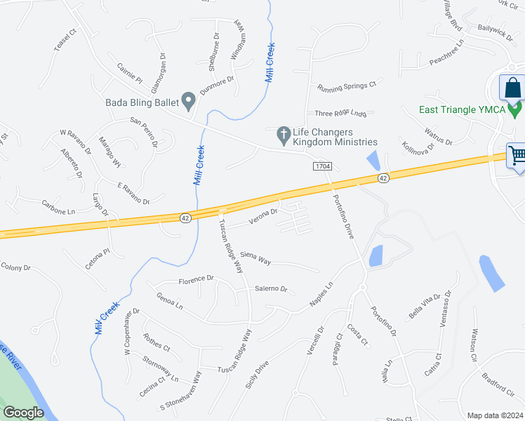 map of restaurants, bars, coffee shops, grocery stores, and more near 153 Verona Drive in Clayton