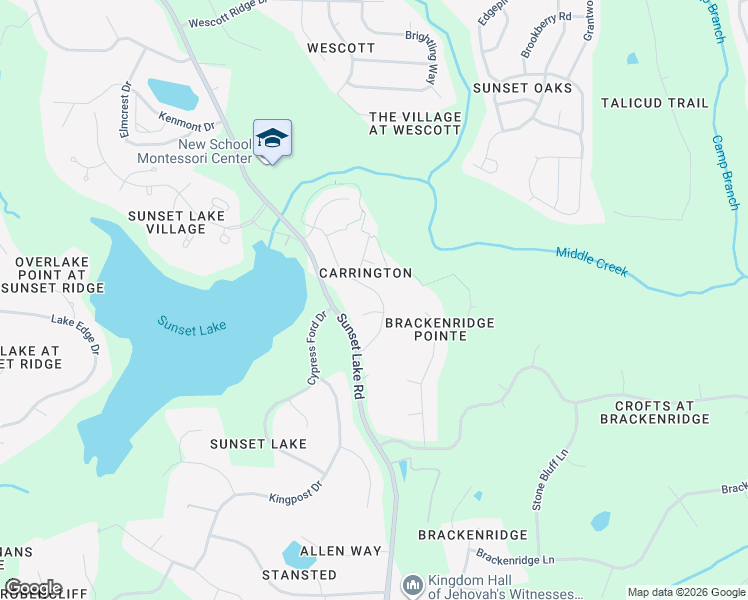 map of restaurants, bars, coffee shops, grocery stores, and more near 409 Settlecroft Lane in Holly Springs
