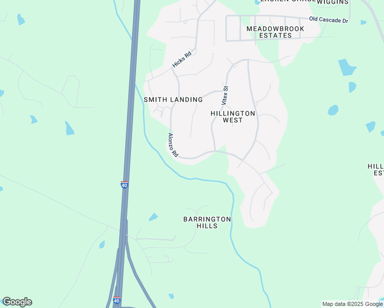 map of restaurants, bars, coffee shops, grocery stores, and more near 4553 Alonzo Road in Garner