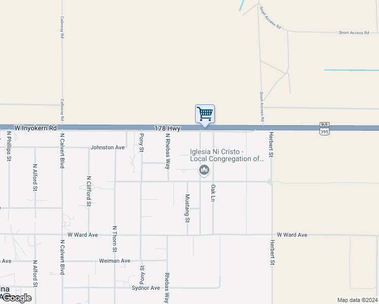 map of restaurants, bars, coffee shops, grocery stores, and more near 3612 Alene Avenue in Ridgecrest