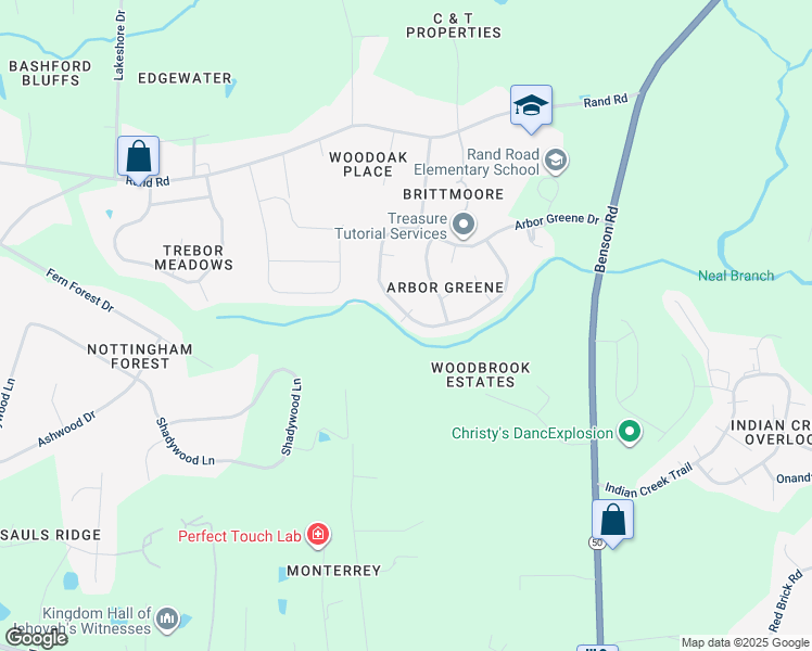 map of restaurants, bars, coffee shops, grocery stores, and more near 101 Cedar Key Landing in Garner