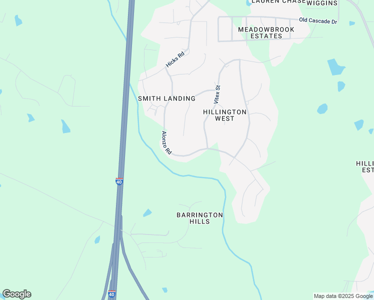 map of restaurants, bars, coffee shops, grocery stores, and more near 4553 Alonzo Road in Garner