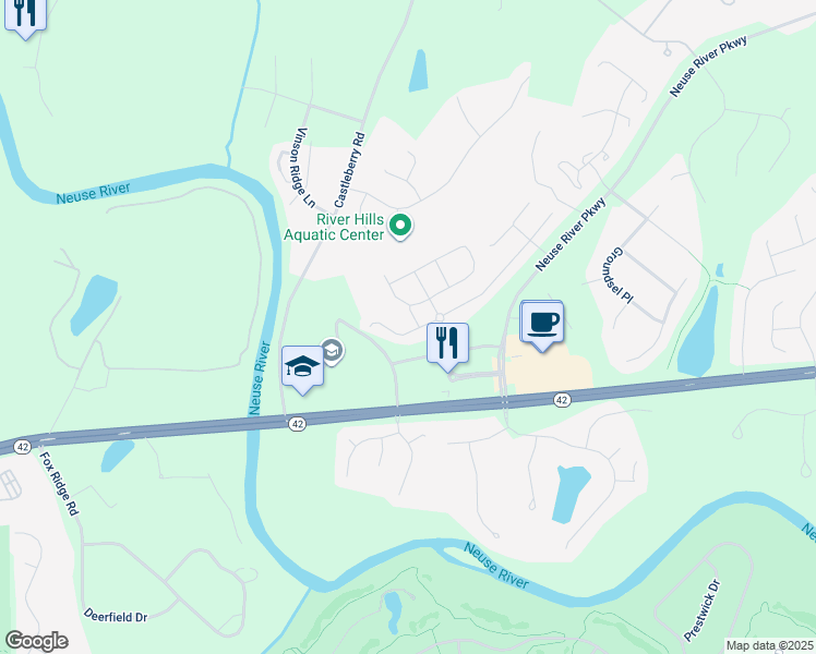 map of restaurants, bars, coffee shops, grocery stores, and more near 346 Wrenwood Drive in Clayton