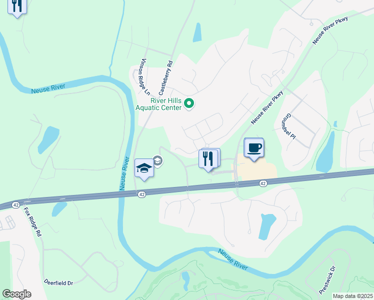 map of restaurants, bars, coffee shops, grocery stores, and more near 386 Wrenwood Drive in Clayton