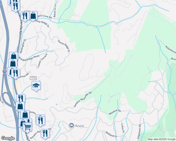 map of restaurants, bars, coffee shops, grocery stores, and more near 167 Summit Tower Circle in Asheville
