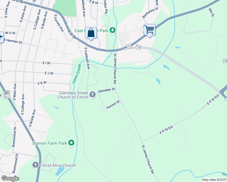 map of restaurants, bars, coffee shops, grocery stores, and more near 712 Saint James Church Road in Newton