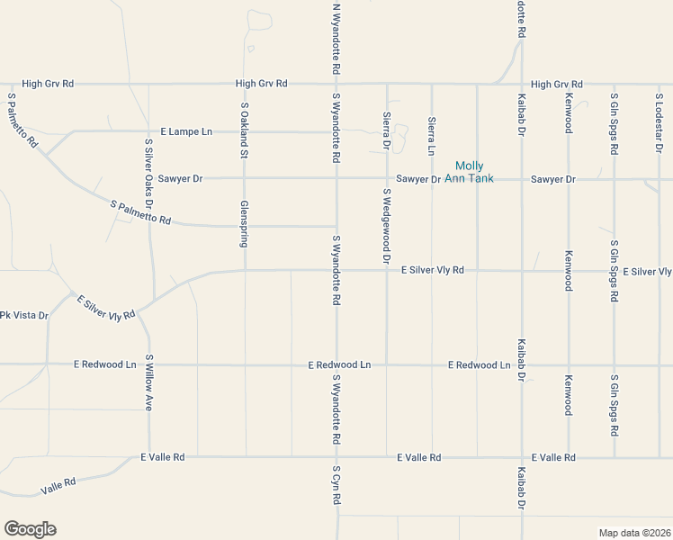map of restaurants, bars, coffee shops, grocery stores, and more near South Wyandotte Road in Valle