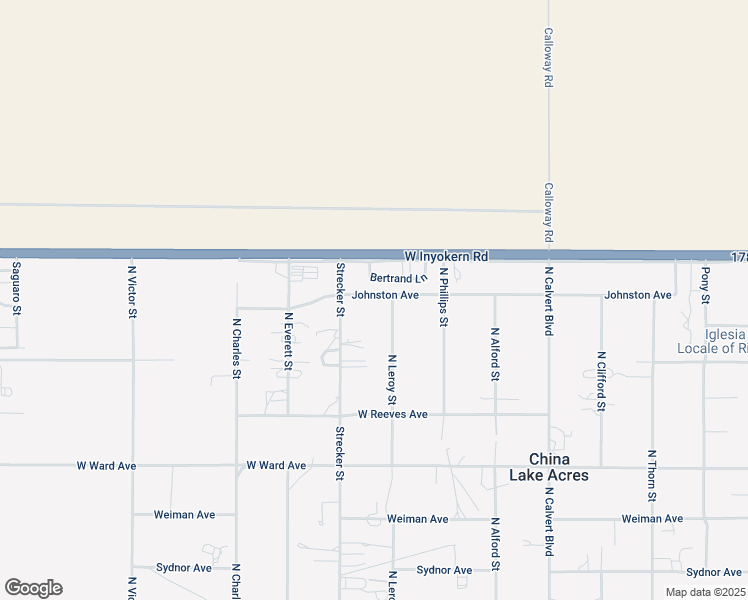 map of restaurants, bars, coffee shops, grocery stores, and more near 4423 Johnston Avenue in Ridgecrest