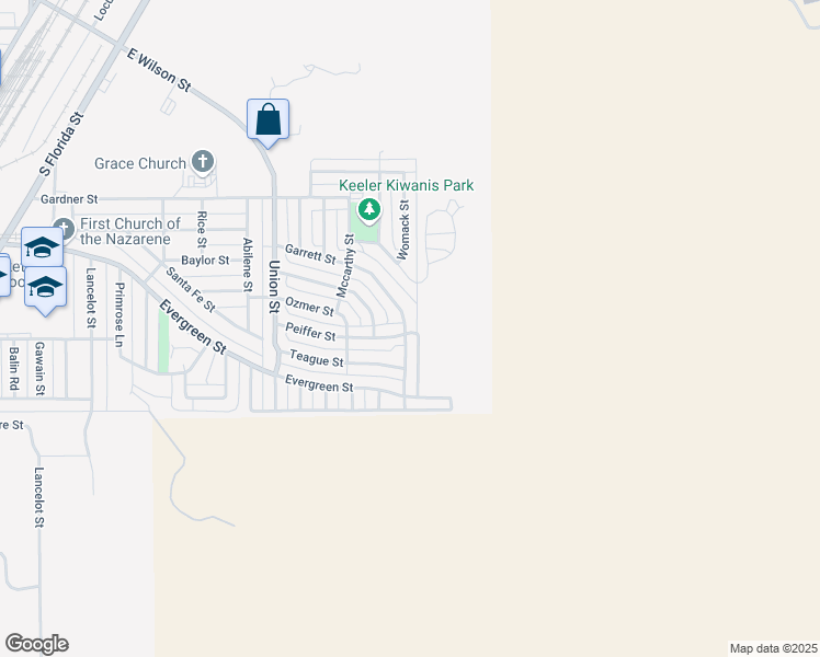 map of restaurants, bars, coffee shops, grocery stores, and more near 237 Garrett Street in Borger
