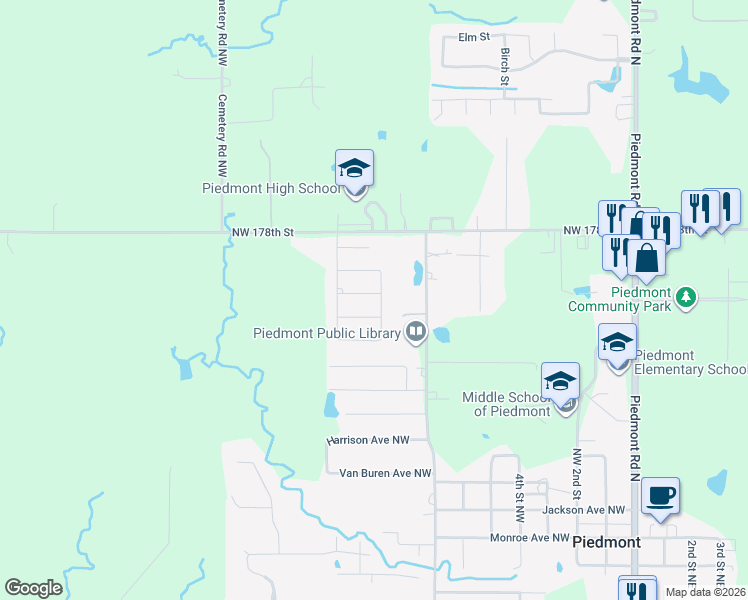 map of restaurants, bars, coffee shops, grocery stores, and more near 914 Buchanan Avenue Northwest in Piedmont