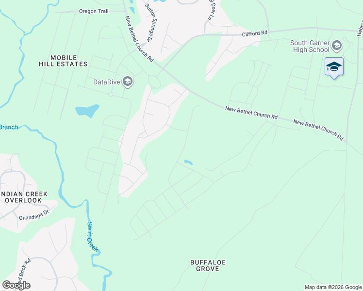 map of restaurants, bars, coffee shops, grocery stores, and more near 1704 New Bethel Church Road in Garner